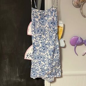 Chic Blue and White Backless Dress